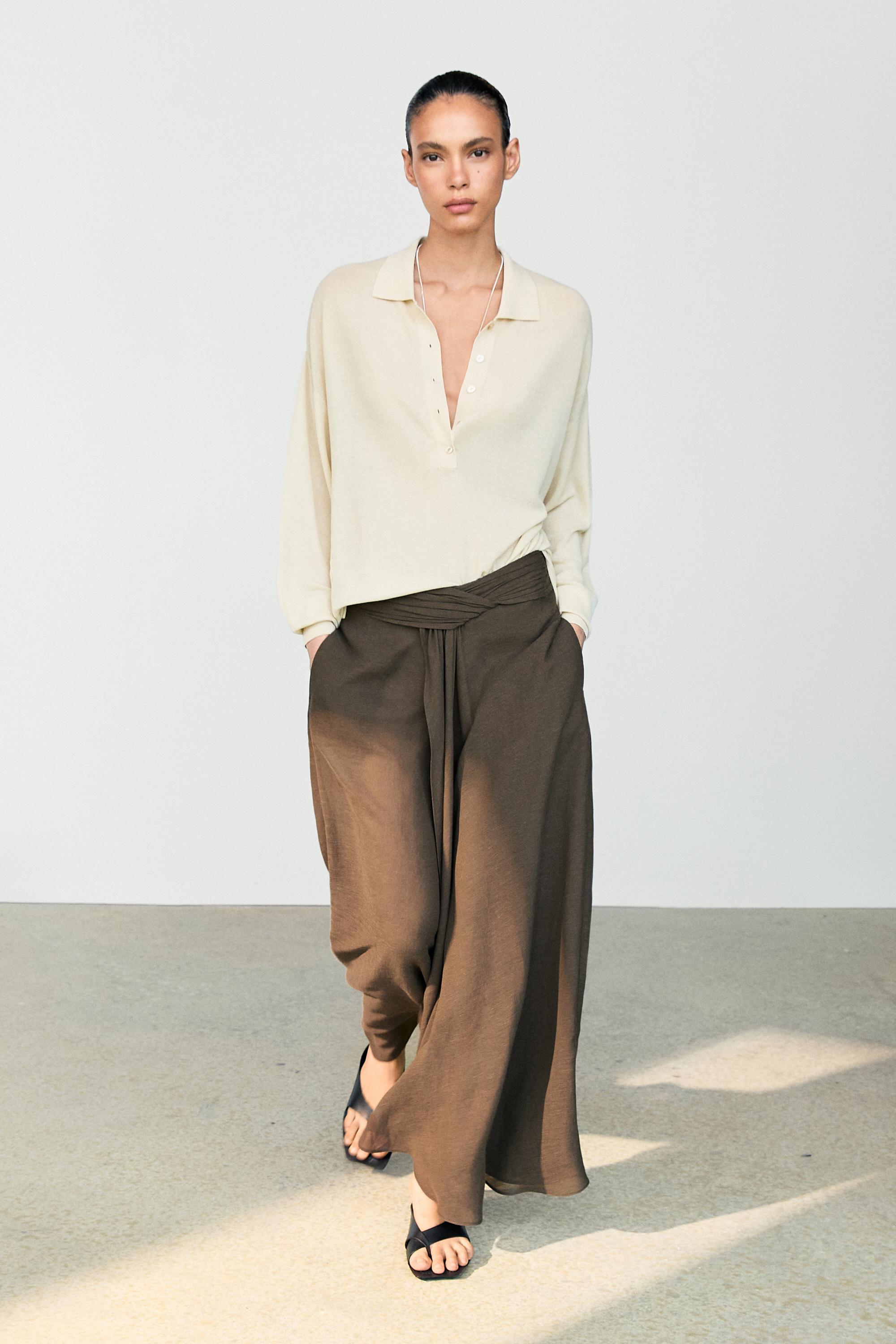 Jupe-culotte semi-transparente en lin